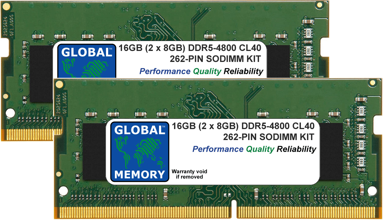 16GB (2 x 8GB) DDR5 4800MHz PC5-38400 262-PIN SODIMM MEMORY RAM KIT FOR LAPTOPS/NOTEBOOKS